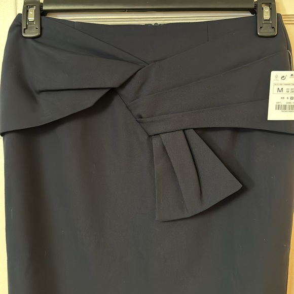 ZARA Basic Black Tie Front Straight Pencil Skirt New NWT Sexy Classic Career M - Picture 8 of 17